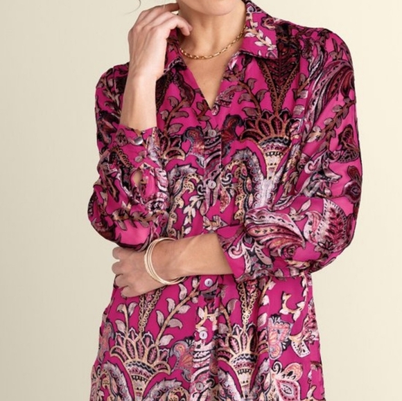 Soft Surroundings Bellarosa Velvet Tunic Large New - Picture 2 of 8